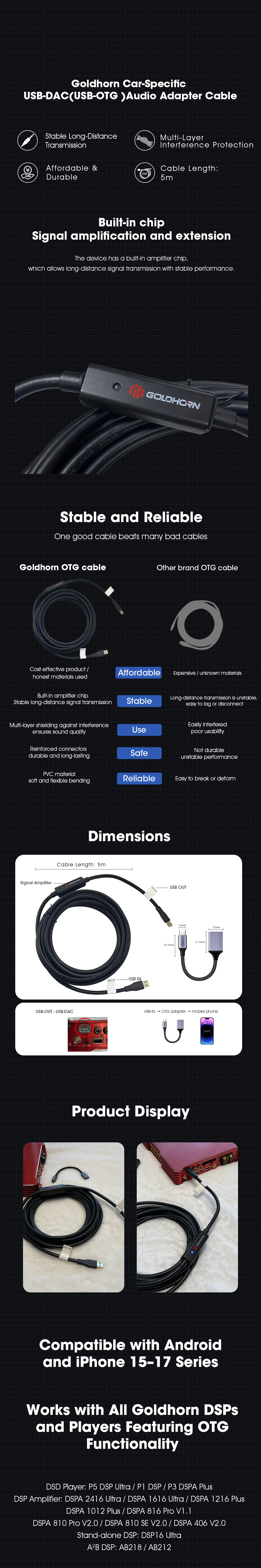 Car-Specific USB-OTG  Audio Adapter Cable